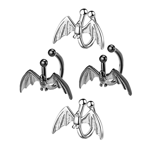 PACKOVE 2 Paare Ohrmanschetten Ohrclips Bat Design Non Piercing Ohrklemme Schmuck für Damen Knorpel Ohrringe Weißgold und Eleganter Geschenkartikel von PACKOVE