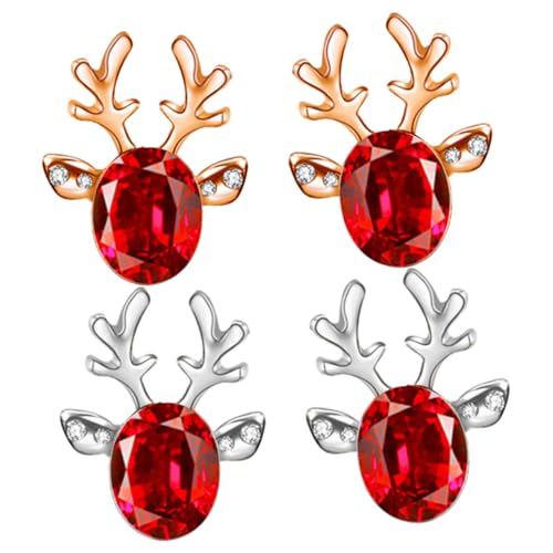 PACKOVE 2 Paare Ohrringe Damen Ohrstecker Weihnachts Schmuck Hirschgeweih Design Leicht Modisch Für Party Alltag Geschenkidee von PACKOVE