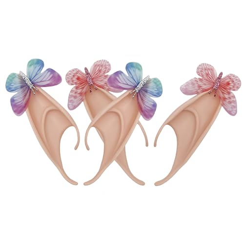 PACKOVE 2 Paare Schmetterling Ohrclips Cosplay Ohrenschmuck Damen Kostüm Accessoires Party Dekorationen Leicht Tragbar Elfenohren für Karneval Weihnachten von PACKOVE