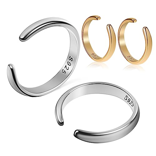 PACKOVE 2 Paare Silber Ohrclips Weißgold und Gold Ohrringe Piercing Dekorative Ohrmanschetten für Frauen Einfache und Stilvolle Accessoires von PACKOVE