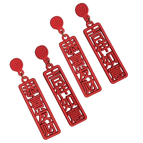 PACKOVE 2 Paare Silber Ohrhänger Rote Neujahrs Ohrringe Festliche Ohranhänger Damen Schmuck für Chinesisches Neujahrsfest von PACKOVE