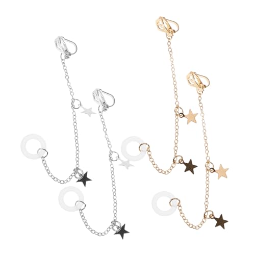 PACKOVE 2 Paare Stylische Ear Clips Ohrhänger Langes Design für Kabellose Kopfhörer Bequem und Sicher Modisches Ohrschmuck Gold und Silber Geeignet für Sport und Alltag von PACKOVE