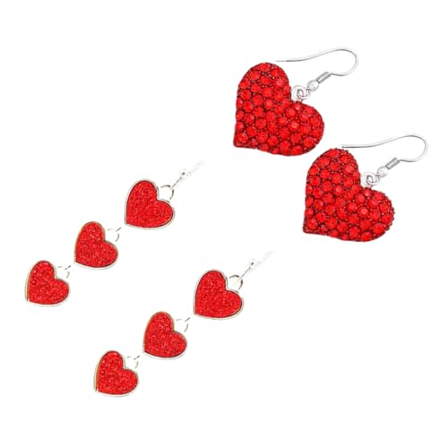 PACKOVE 2 Paare Valentinstag Ohrstecker Herzform Ohrschmuck Leicht Asymmetrisch Modisch Damen Schmuckset für Freundin Ehefrau Mutter und Freundinnen von PACKOVE