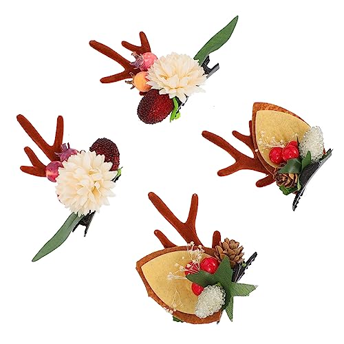 PACKOVE 2 Paare Weihnachtliche Geweih Haarspangen Set Langlebige Haarklammern für Damen Festlicher Haarschmuck für Weihnachtsfeier Xmas Haarclips für Verschiedene Frisuren von PACKOVE