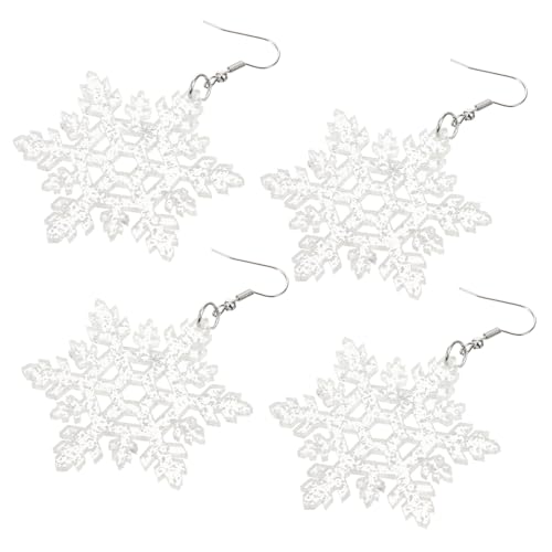 PACKOVE 2 Paare Weihnachts Ohrringe Silber Schneeflocken Sequin Ohrhänger Damen Festliche Ohrschmuck Weihnachten Party von PACKOVE