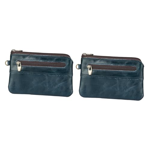 PACKOVE 2 STK Mini-Geldbörse für Männer Ledertasche Reißverschluss-Geldbörse Herren-Geldbörsen aus Leder Brieftasche Männer Handtasche Retro-Tasche mit Reißverschluss Jahrgang Schlüsselbox von PACKOVE