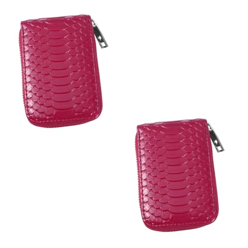 PACKOVE 2 Stück Leder Geldbörse Herren Kompakte Geldbörse Mit Reißverschluss Taschen Organizer Geldbörse Für Ausweise Bargeld Rose von PACKOVE