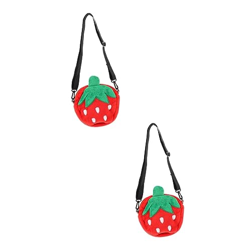 PACKOVE 2 STK Umhängetasche Obst Geldbörse Obst Handtasche Geldbörse Mit Erdbeerdruck Schöne Erdbeertasche Plüschige Einkaufstasche Kinder Erdfarben Samt Dekorative Tasche Reisen von PACKOVE