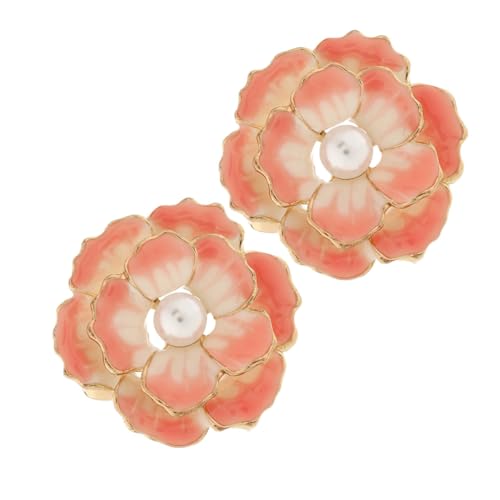 PACKOVE 2 STÜCK Vintage Blütenbrosche mit Perlen Emaille Teiliges Große Blumenbrosche aus Langlebiger Legierung Vielseitig Tragbar für Party Kleid Schal Eleganter Schmuck von PACKOVE