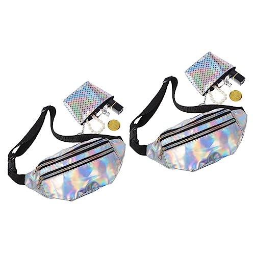 PACKOVE 2sätze Damen-hüfttasche Aus Hochwertigem Und Reißfest Mit Verstellbarem Schultergurt Und Schnallenverschluss Kleiner Fischschuppen-geldbörse Für Sport Und Freizeit von PACKOVE
