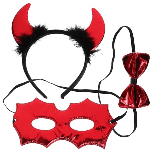 PACKOVE 2 Sätze Kopfschmuck Requisiten Halloween-Kostüm Teufel Haarschmuck halloween kopfschmuck halloween kopfbedeckung Kleider deko Teufelshorn Stirnband Fliege Partyzubehör Kleidung rot von PACKOVE