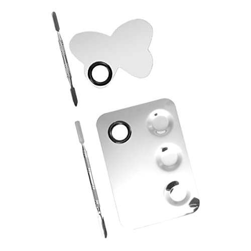 PACKOVE 2 Sets Palettenset Make Up Lidschatten Nagel Maniküre Platte Mischpalette Werkzeug Kosmetische Mischpaletten Spatel Maniküre Zubehör Pigmentmischplatte Maniküre Werkzeug Edelstahl von PACKOVE