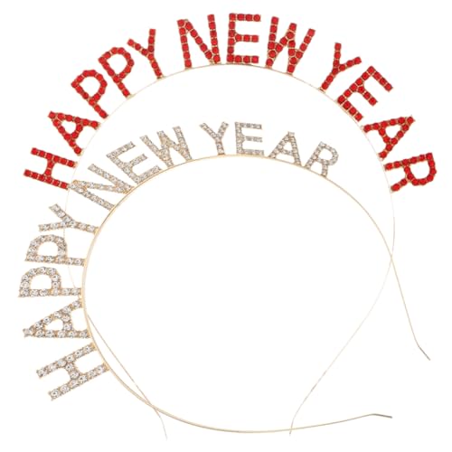 PACKOVE 2 Stck Rhinestone Stirnbänder für Neujahrs Stirnbänder Rot und Gold Dekorative Kopfbedeckung für Partys Einzigartiges Design für Festliche Anlässe von PACKOVE