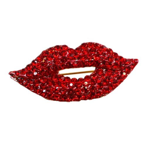 PACKOVE 2 Stck. Lipförmige Brosche mit Funkelnden Strasssteinen Modisches Anstecknadel Accessoire für Damen Stilvoller Anstecker für Jacken Schals und Hüte Elegantes für Besondere Anlässe von PACKOVE