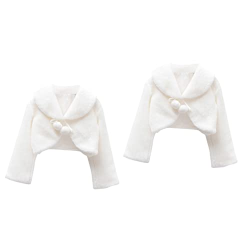 PACKOVE 2stücke Blumenkinder Winter Tippet Junge Mädchen Schal Plüsch Mantel Für Mädchen Elegantes Cape Für Hochzeiten Partys Weiß s von PACKOVE