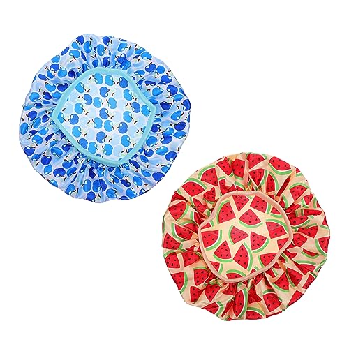PACKOVE 2 Stück Bade Mütze Hüte Mädchen Hut Nacht Häuten Für Lustig Lockige Haarschlafkappe Kleinkind Blau Party Schlafen Jungs Schlafhaube Breite Krempe Bademütze Satin von PACKOVE