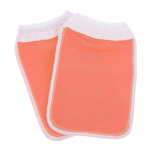 PACKOVE 2 Stück Badetuch Peelinghandschuhe Tiefenpeelinghandschuh Doppelkörper Mikrofaser Badeschrubber Sanfte Duschhandschuhe Handtücher Badehandschuhe Orange Pflanzenfasern von PACKOVE