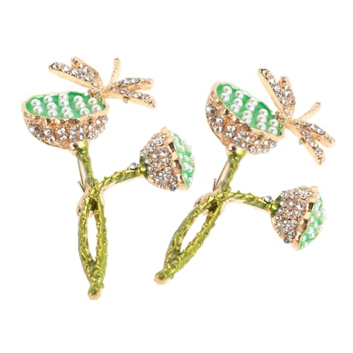 PACKOVE 2 Stück Broschen mit Grünen Strasssteinen Zinklegierung Anstecknadeln für Hochzeit Business und Freizeit Vielseitige Accessoires für Damen und Rucksäcke von PACKOVE