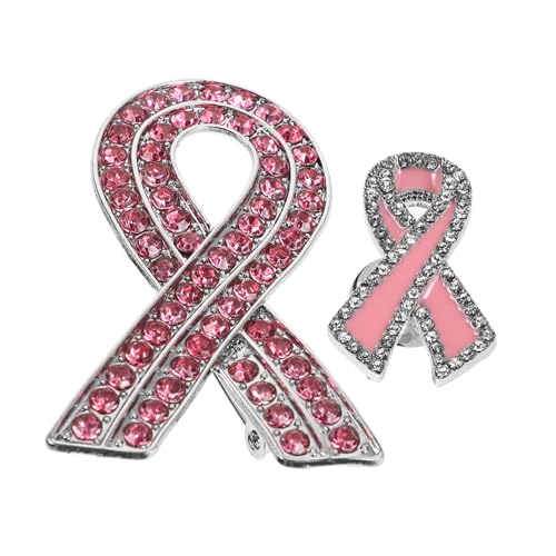 PACKOVE 2 Stück Brustkrebs Bewusstseins Brosche Ribbon Pins Langlebiger Legierung Vielseitige Anstecknadeln für Kleidung Rucksäcke Hüte Stilvolles Accessoire mit Charity Zweck von PACKOVE
