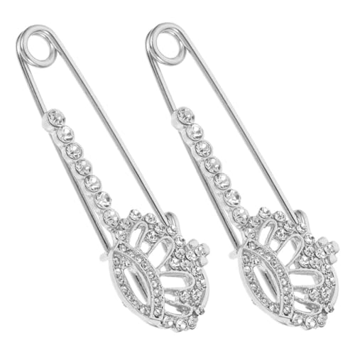 PACKOVE 2 Stück Damen Brosche Krone Anstecknadel aus Langlebiger Legierung Sicherheitsnadeln für Cardigans Schals und Kleidung Eleganter Schmuck für Vielseitige Dekoration von PACKOVE
