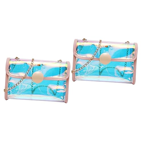 PACKOVE 2 STK Schultertaschen Schillernde Klare Geldbörse Funkelnde Clutch-geldbörse Holografische Transparente Geldbörse Dame Umhängetasche Handy Damen Mädchen Arbeitstasche PVC von PACKOVE