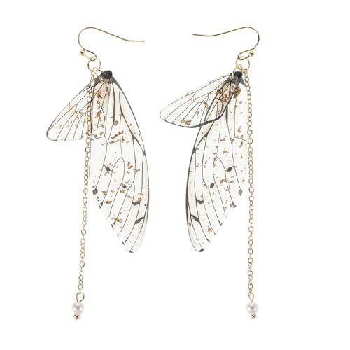 PACKOVE 2 Stück Damen Schmetterling Ohrringe mit Farbverlauf Leichte Faux Perlen Ohrhänger für Frühling und Alltag Handgefertigte Flügelform Schmuck für Romantische Anlässe von PACKOVE