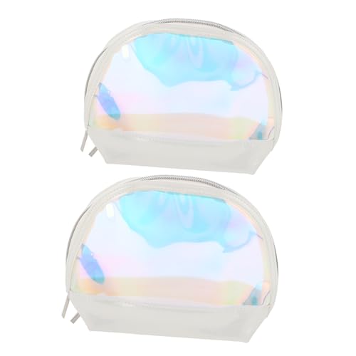 PACKOVE 2 Stück Dekorative Kosmetiktaschen aus Wasserdichtem PU Transparente Toilettentaschen für Damen zur Aufbewahrung von Make Up und Kosmetik Großer und Kleiner Tasche Silberfarben von PACKOVE