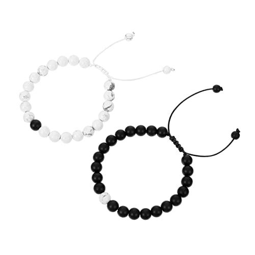 PACKOVE 2 Stück Delikate Armbänder Naturstein Verstellbar Geflochten Beaded Schmuck für Damen und Herren Modisch Hautfreundlich von PACKOVE