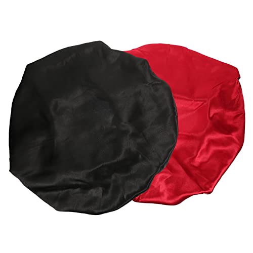 PACKOVE 2 Stück Duschhauben für Damen Elastische Schlafhaube in Schwarz und Weinrot Haarschutz für Dusche und Nacht für Erwachsene Wiederverwendbar und Pflegeleicht von PACKOVE