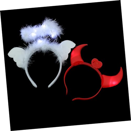 PACKOVE 2st Stirnband Aus Engelshorn Cosplay Hörner Haarbänder Kopfbedeckung Aus Horn Streich Stirnband Stirnbänder Für Frauen Halloween Leuchtendes Stirnband Plastik Teufel Fräulein Schal von PACKOVE