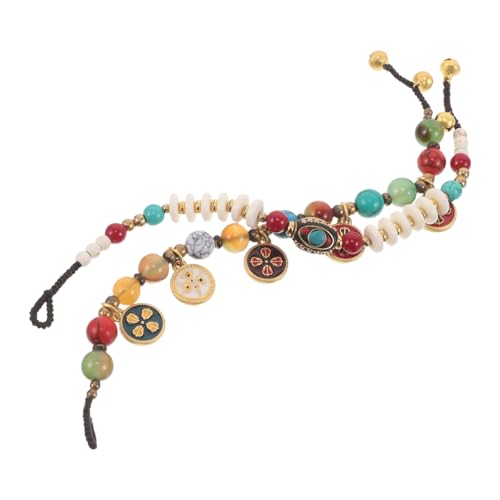 PACKOVE 2 Stück Ethnische Perlenarmbänder für Damen Handgefertigte Bunte Steinperlenarmbänder im Vintage-stil Leichtes Weiches Design für Festivals Partys und Feiertage von PACKOVE