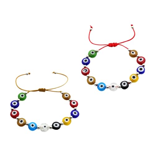 PACKOVE 2 Stück Evil Eye Armband Farbiges Augenarmband Geflochtenem Faden für zu Valentinstag oder Geburtstag Freundschaftsarmbänder für Damen und Herren von PACKOVE