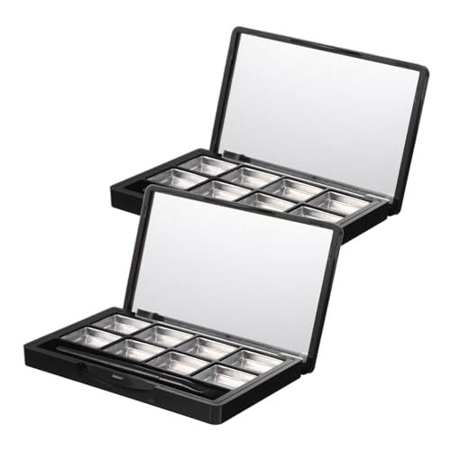 PACKOVE 2 Stück Fächer Nachfüllbare Lidschattenpalette mit Integriertem Spiegel und Lippenpinsel Leerer Kosmetik-cremetablett Organizer aus Robustem Kunststoff für Individuelles Make-up von PACKOVE