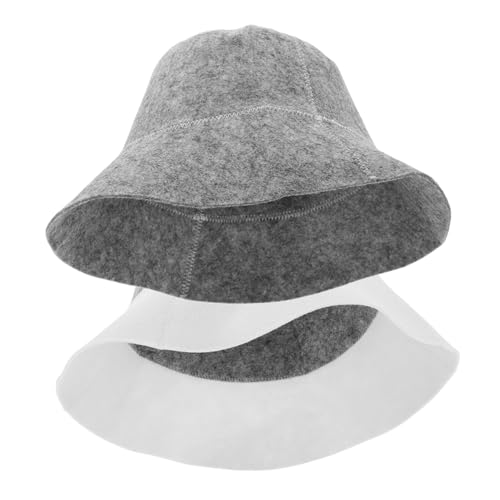 PACKOVE 2 Stück Filz Saunahut und Weiß Isolierende Saugfähige Saunakappe aus Weichem Leichtem Filz für Damen und Herren Hitzebeständig Stilvoller Bucket Sauna Hut für Sauna Dampfbad Spa von PACKOVE