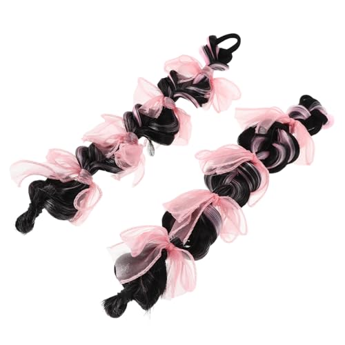 PACKOVE 2stücke Pferdeschwanzverlängerung Für Junge Mädchen Geflochtene Perücke Mit Schleifen Haarteil Für Kleine Mädchen Geeignet Für Spiel Halloween Und Kostüme von PACKOVE