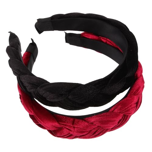 PACKOVE 2 Stück Gepolsterte Stirnbänder für Damen Samt Haarband Breites Dekoratives Stirnband für Alltag und Party Komfortable Haaraccessoires von PACKOVE
