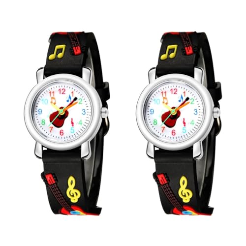 PACKOVE Lernspielzeug 2 Stück Gitarre 3D-Kunststoffband Cartoon-Armband Musikinstrument Rund Junge Mädchen Übungsuhr Spielzeug Jungenspielzeug Kindergeschenke Studentengitarre Muster von PACKOVE