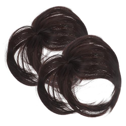 PACKOVE 2 Stück Glattes Haarteil Oberkopf Haarteil für Damen Weich Einfach zu Tragen Clip On Design zum Abdecken von Grauem Haar von PACKOVE