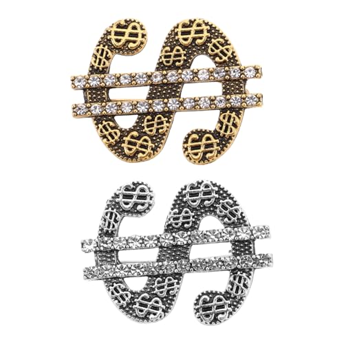 PACKOVE 2stücke Anstecknadel Brosche Dollarzeichen-strass Kragennadel Brustnadel Für Hemd Anzug Jacke Hut Rucksack Party Accessoire von PACKOVE