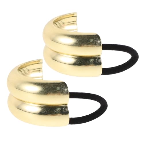 PACKOVE 2stücke Elastische Haargummis Mit Geometrischem Metall-haarband Elastisch Haaraccessoires Für Und Mädchen Dekorative Haargummis Für von PACKOVE
