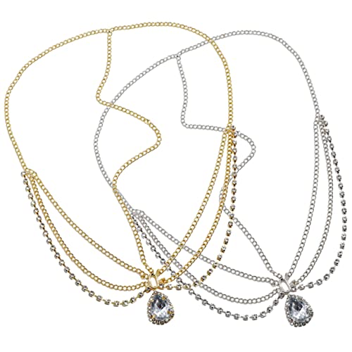 PACKOVE 2stücke Kopfkette Kristall Stirnband Mit Anhänger Kopfschmuck Für Frauen Mädchen Festival Hochzeit Geburtstag Schmuck Kopfbedeckung Accessoires von PACKOVE