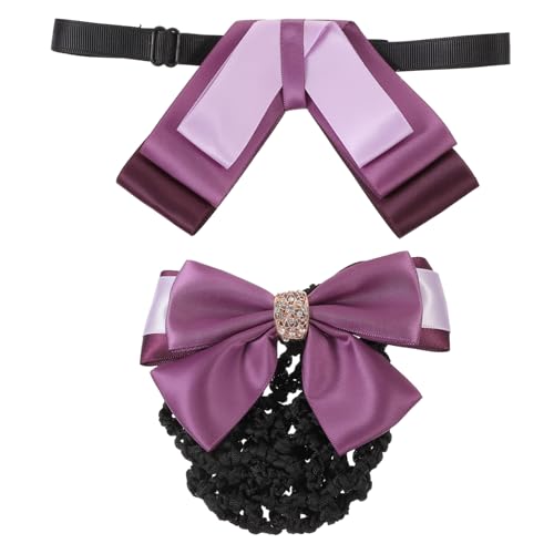 PACKOVE 2 Stück Haarklammern Band Hochzeit Weißer Haarbogen Schleifen Mit Haargummis Haarclip Netz Haarbogen Für Frauen Brötchen Bogenklammern Farbe Gast Clips Zubehör Braut- Stoff Violett von PACKOVE