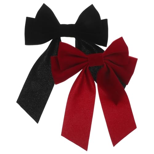 PACKOVE 2 Stück Haarklammern Weiche Flocking Schleifen Haarspangen Rutschfeste Duckbill Clips Elegant für Frauen und Mädchen für Partys Hochzeiten und Alltag Schwarz Weinrot von PACKOVE