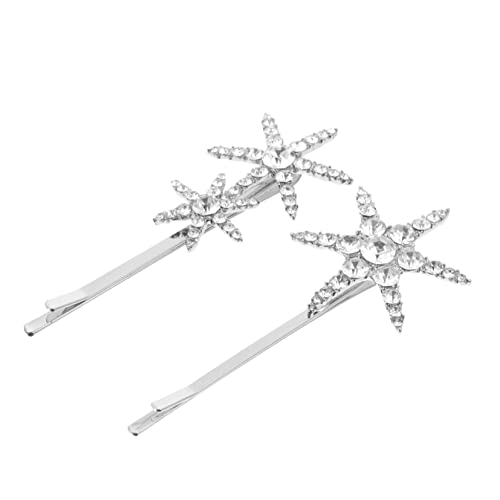 PACKOVE 2 Stück Haarnadel Haarspangen mit Strass Haarklammern dekorativ Plüsch Kette Van haar spangen haarclips hochzeitsdeko Frauen Stern Haarspange Frauen Haarspange Clip Überzug Silver von PACKOVE