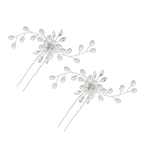 PACKOVE 2 Stück Haarnadel Kopfbedeckungen Gold Perle Perlbrautstirnband Kleid Für Hochzeitsgäste Hochzeitshaar Brautjungfer Quinceanera Haarklammern Für Frauen Strauß Gast Legierung Silver von PACKOVE