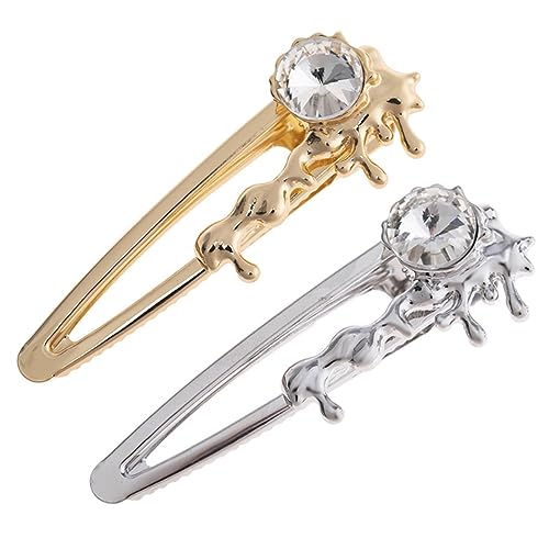 PACKOVE 2 Stück Haarnadel aus Metall Strasssteine Clips Die kleine Haarspangen dekorative Haarspangen funkelnde Haarspangen Metallhaarnadel Haarspangen frauen Legierung von PACKOVE