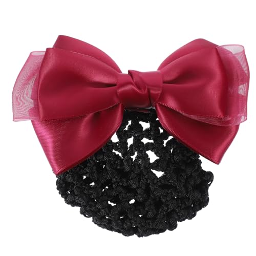 PACKOVE 2 Stück Haarnetz Blume Haarknotennetz für Mädchen Bogen Clip zur Abdeckung des Haarknotens Farbe mit Klammer stutzenhalter Brötchen Haarnetz Haarzubehör Haarnetze Brötchen Stoff von PACKOVE