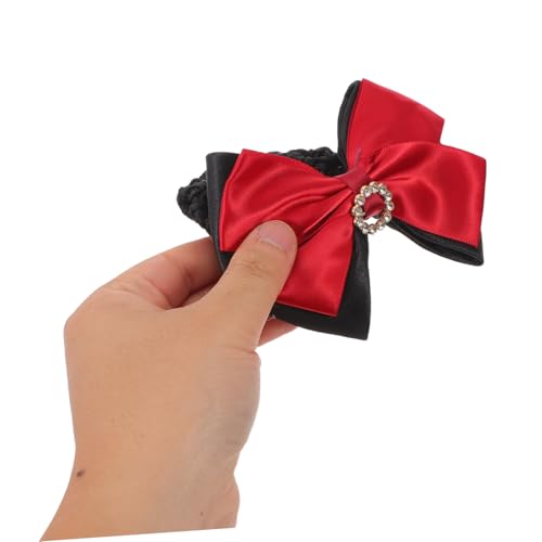 PACKOVE 2 Stück Haarnetz mit Schleife Französisches Satin-haarnetz mit Strass Robustes Dutt-netz für Damen Elegantes Haarschmuck-accessoire Bequemes Snood für Beruf und Alltag Rot und von PACKOVE