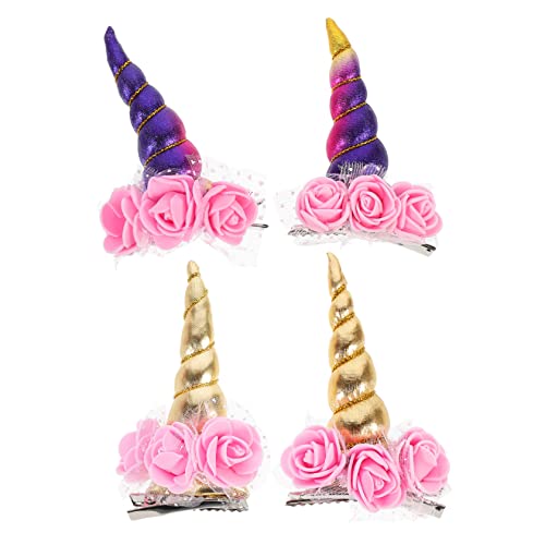 PACKOVE 2st Halloween-haarspangen Einhorn Jubeln Haarschleifen Halloween-party-haarspange Regenbogen-haarnadel Einhorn Haar Clip Hornclip Stoff Schnapp Dir Die Schnalle Kleinkind Mädchen von PACKOVE