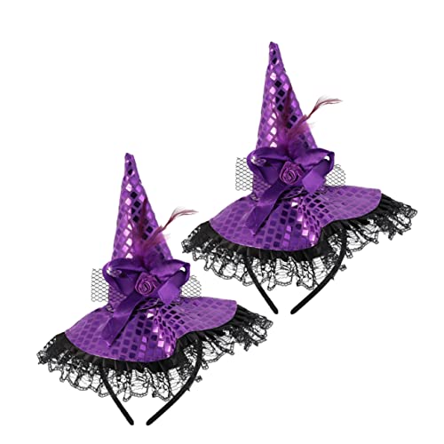 PACKOVE 2 Stück Halloween Hexen Haarreif Spitzen und Pailletten Design Verstellbar Leichter Kopfschmuck für Kostümparty Karneval Maskerade Damen und Herren von PACKOVE